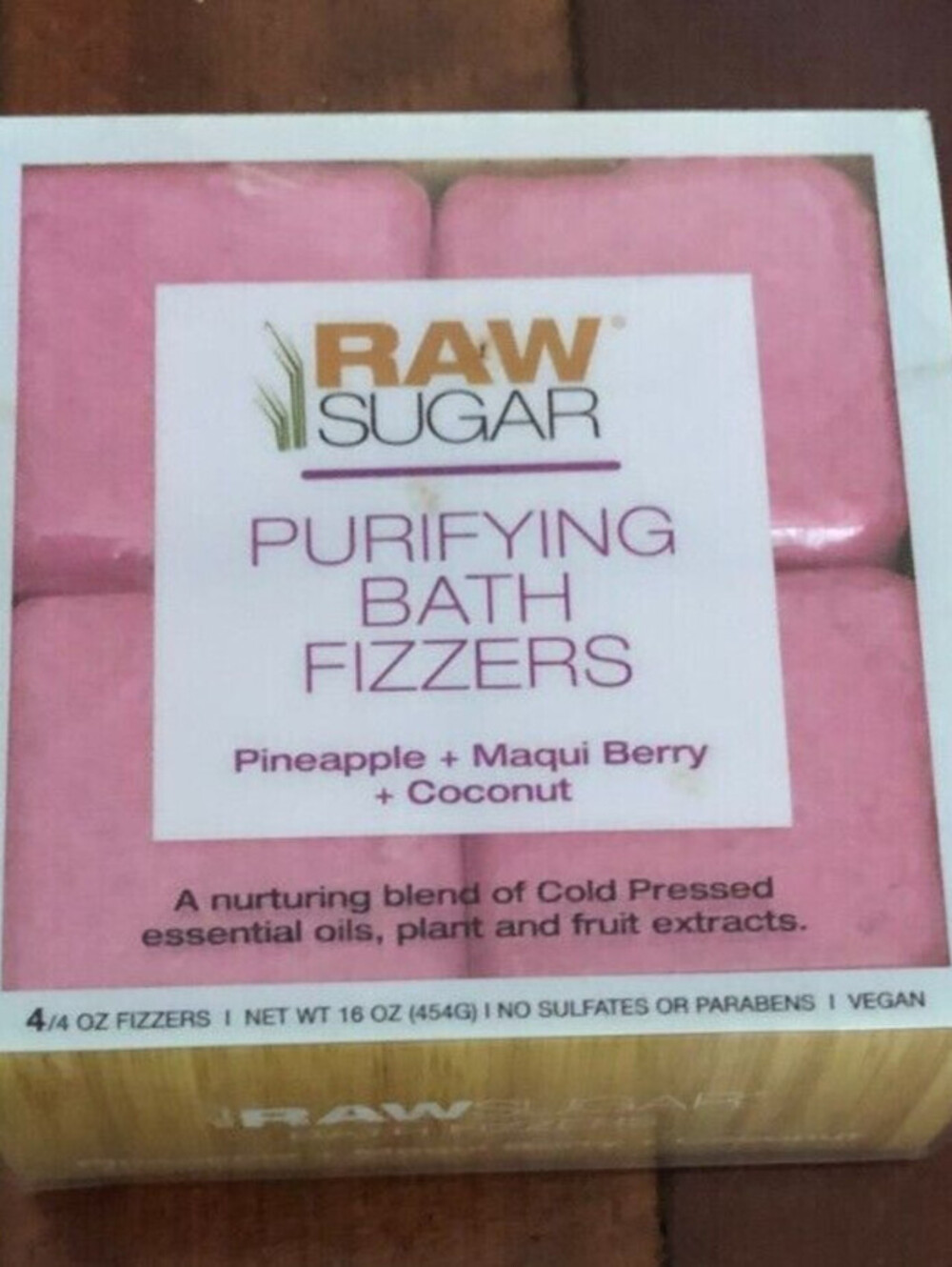 NEW Raw Sugar Purifying Bath Fizzers 4ct Pineapple + Maqui Berry + Coconut 16oz